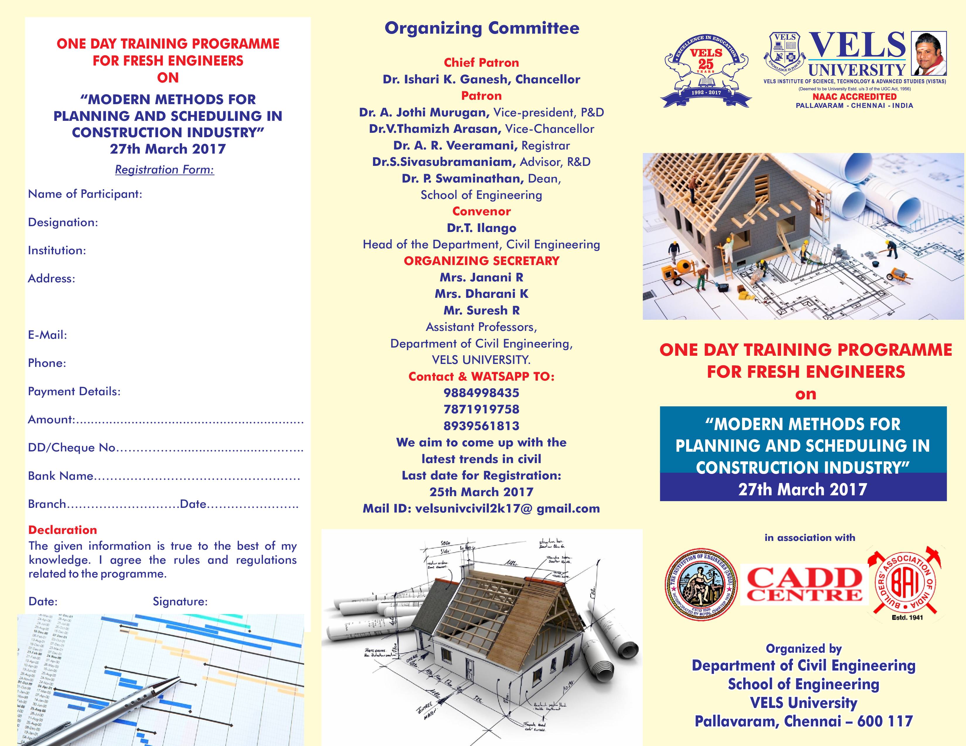 Modern Methods for Planning and Scheduling in Construction Industry MMPSCI 17